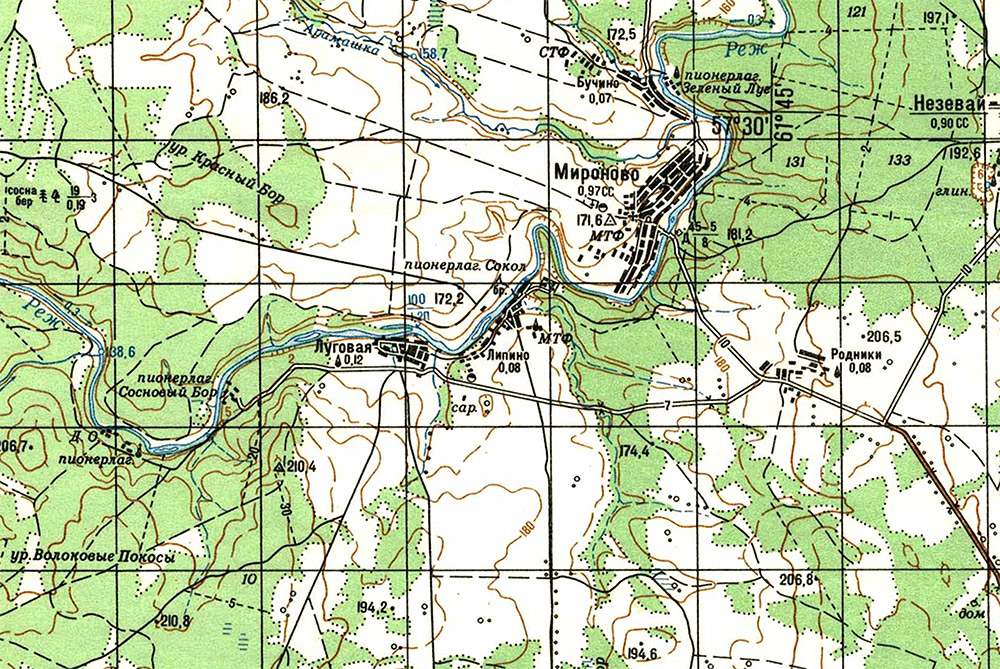 Карта сплава по реке Реж от города Реж до села Мироново